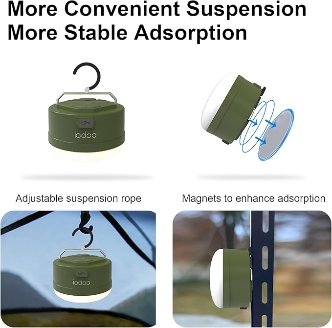 3000mAh 2000LM Rechargeable Camping Light , Warm/White/Nature/SOS 4Modes Brightness Stepless Adjust