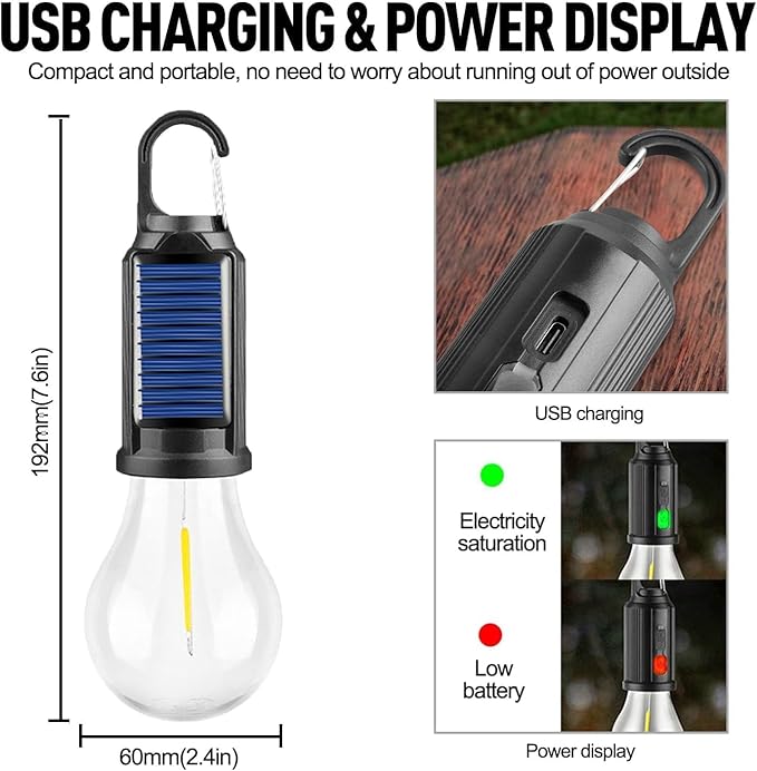 MODOAO Led Tent Lights 5 Pack Camping Lantern USB Rechargeable Solar Tent Lights,Outdoor Hanging
