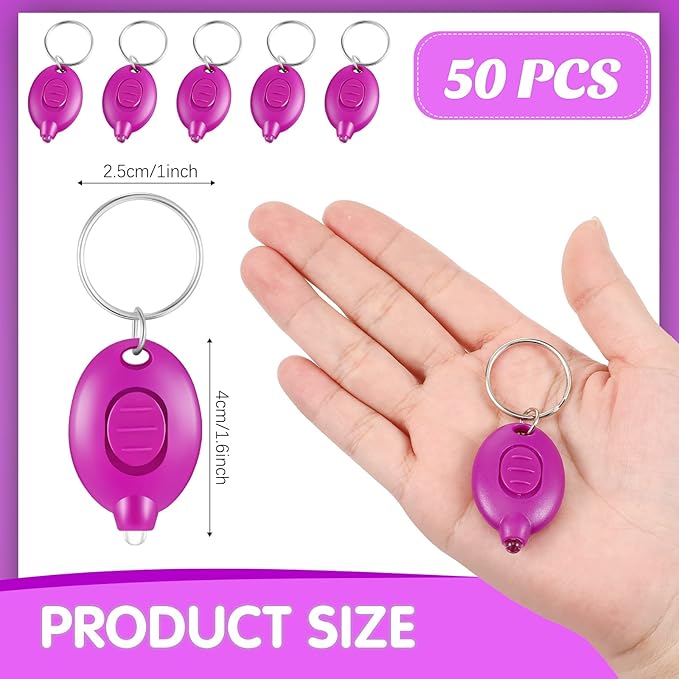 50 Pcs Mini UV LED Keychain Flashlight 395nm UV Light Black Light Keychain Flashlight Portable UV