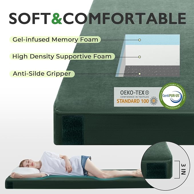 Sleeping Pad for Adults, Comfortable Thick Floor Sleeping Mats for Car Truck Tent with Removable