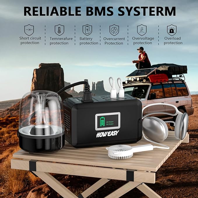 HOWEASY Portable Power Station, 24000mAh Camping Solar Generator, Portable Power Bank with 2 110V/