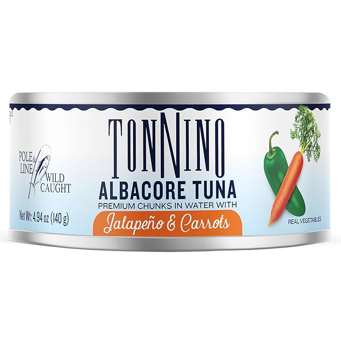 Tonnino Tuna Fish Albacore - Premium chunk in water with Jalapeño & Carrots ??Pack of 12