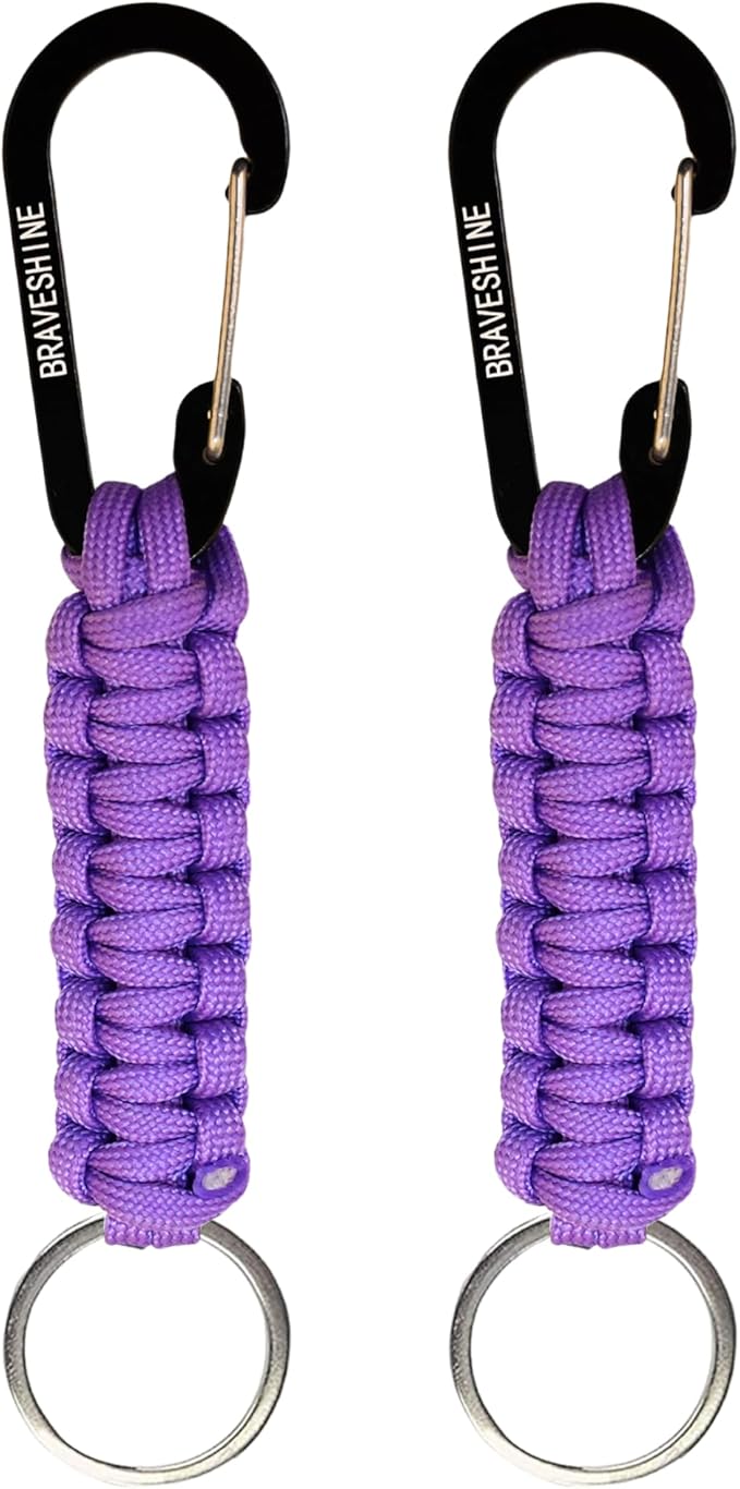 BRAVESHINE Paracord Keychain Carabiner Clip, D Ring Lanyard Hanger Stroller Hook for Water Bottle