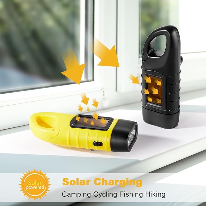 Mudder 4 Pack Hand Crank Solar Powered Flashlight Emergency Rechargeable Led Flashlight Survival