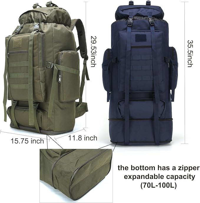 Hiking Backpack for Men 70L/100L Camping Backpack Military Rucksack Molle 3 Days Assault Pack for