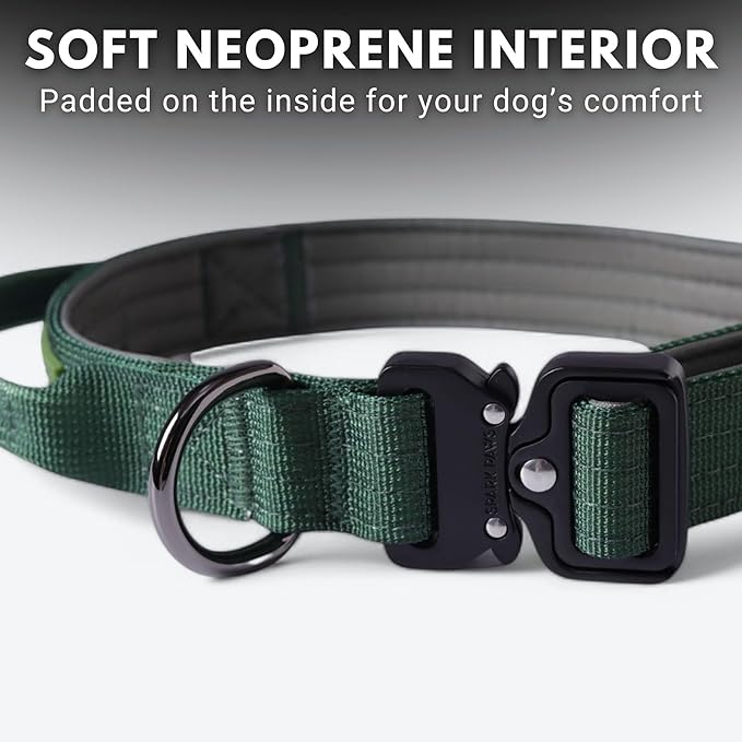 Spark Paws Tactical Dog Collar - Heavy Duty, Premium Quality, Thick and Durable for Large and