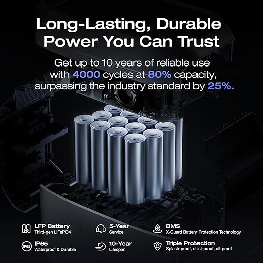 EF ECOFLOW Portable Power Station DELTA 3 Plus, 1024Wh LiFePO4 (LFP) Battery, 1800W AC/140W USB-C