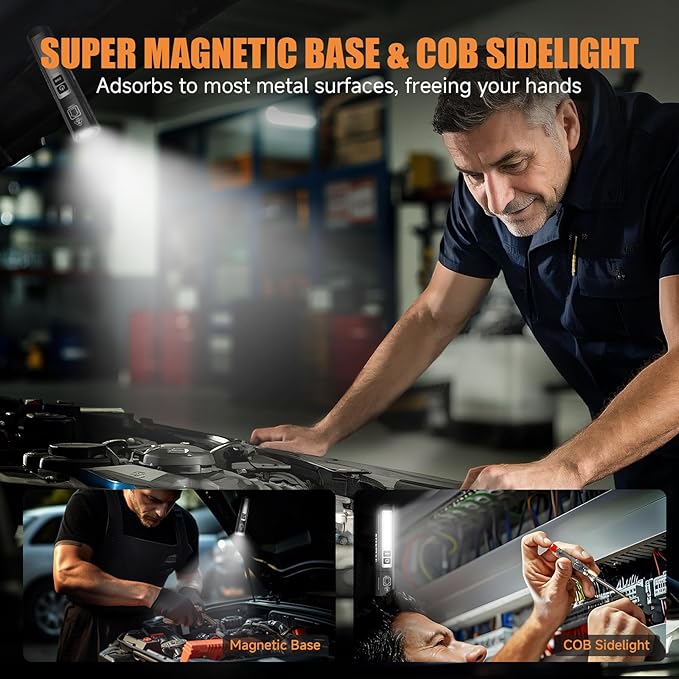 Rechargeable Magnetic Flashlights High Lumens - Super Bright Small Powerful LED Tactical USB C