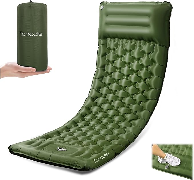 Sleeping Pad for Camping, Ultralight 4.7" Extra-Thick Inflatable Camping Mat with Pillow Built-in