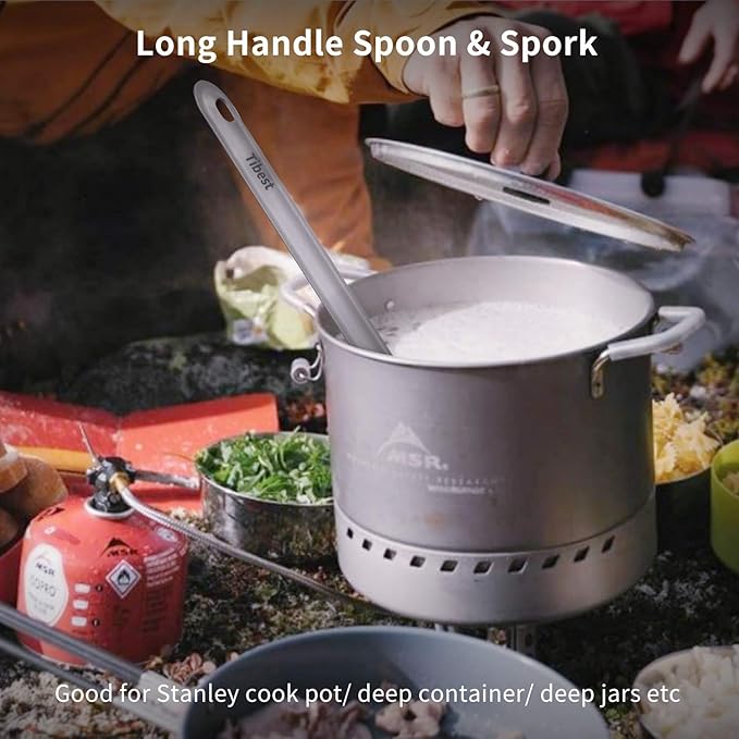 Titanium Spork Long Handle, Ultra Lightweight Camping Utensil for Backpacking Camping, Hiking