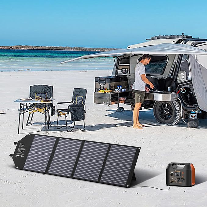 EnginStar 100W Foldable Solar Panel Charger with 18V DC Outlet for Portable Power Stations