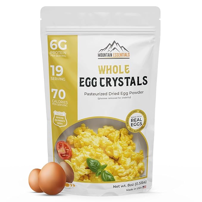 MOUNTAIN ESSENTIALS Whole Egg Crystals Pasteurized Dried Egg Powder 8 Oz Pure Natural Nutrient-Rich