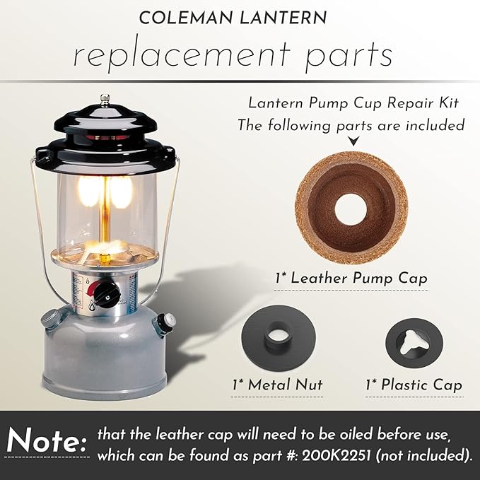 3000005094 For Coleman Lantern Stove Pump Cup Replacement Kit with Leather Pump Cap,Metal Nut and