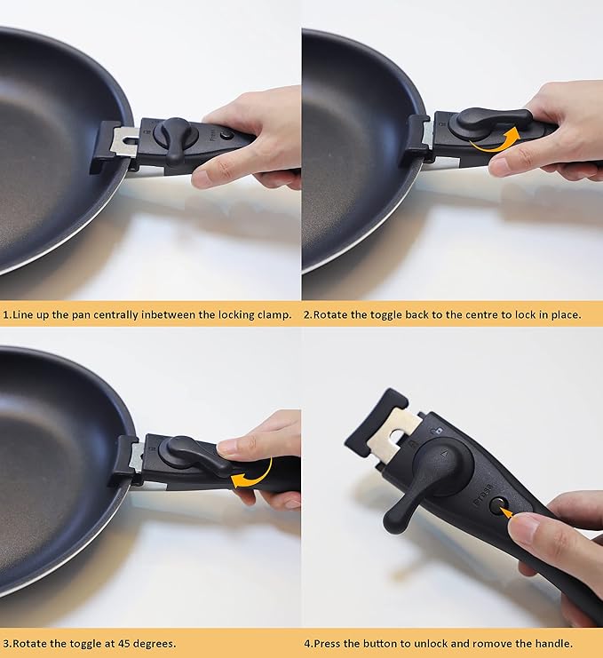 16 Pieces Kitchen Removable Handle Cookware Sets, Stackable Pots and Pans Set Nonstick for