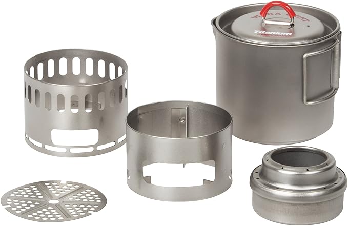 Evernew Titanium Mug Pot 500 Stove Set RED ECA268R