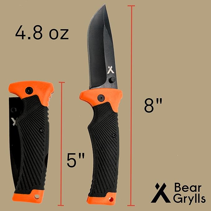 Ultimate Folding Knife, 3.6" Steel Blade, EDC Knife with Rubberized Grip, Includes Sheath with Belt