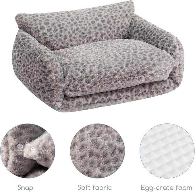Hollypet Cat Bed Fluffy Plush Mutifuctional Double-Layer Soft Pet Couch Orthopedic Sofa Nest Beds