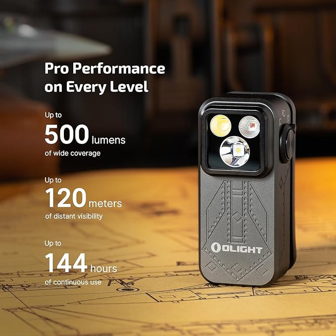 OLIGHT Oclip Pro EDC Flashlight Clip-on Light, Rechargeable 500 Lumens with Three Lighting