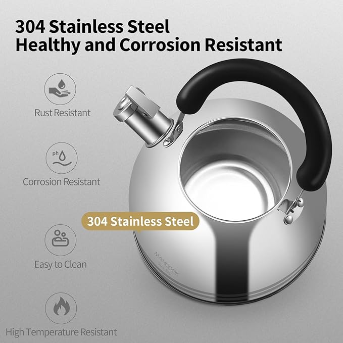 Tea Kettle, 5.7QT 6L Whistling Tea Kettle for Stove Top, 304 Stainless Steel Tea pot, Large Teapot