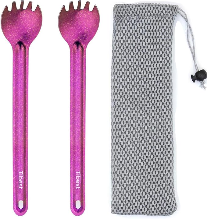 Titanium Spork Long Handle, 8.7" Camping Spork, Backpacking Spoon, Ultra Lightweight Camping