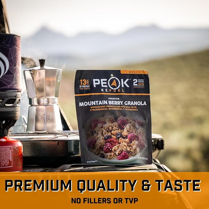 Peak Refuel Mountain Berry Granola 2-Pack | Freeze Dried Backpacking, Camping & Emergency Prep Food