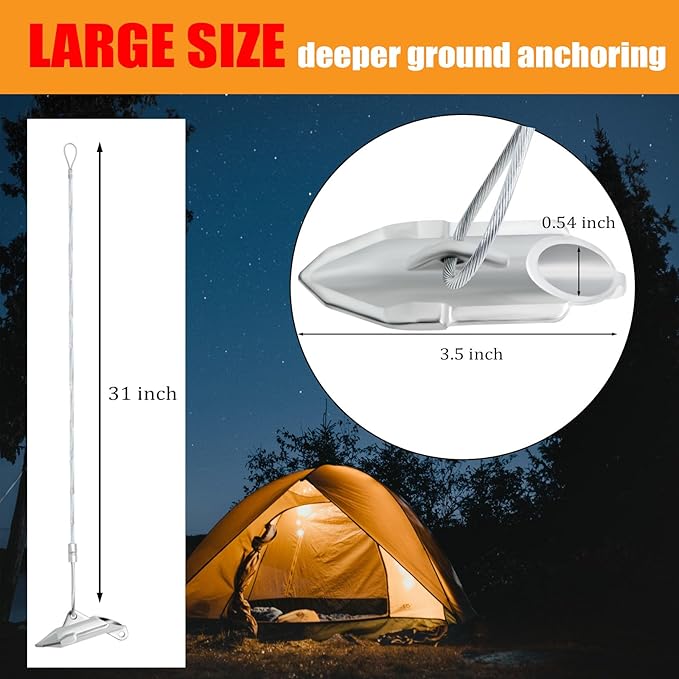 30 inch Ground Earth Anchors with Rod, Arrow Shed Anchor Kit for Securing Camping Tents, Sheds