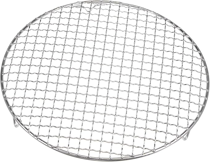 HARFINGTON Round Cooking Rack 10.4-inch 201 Stainless Steel Cross Wire Barbecue Grill Net with 20mm
