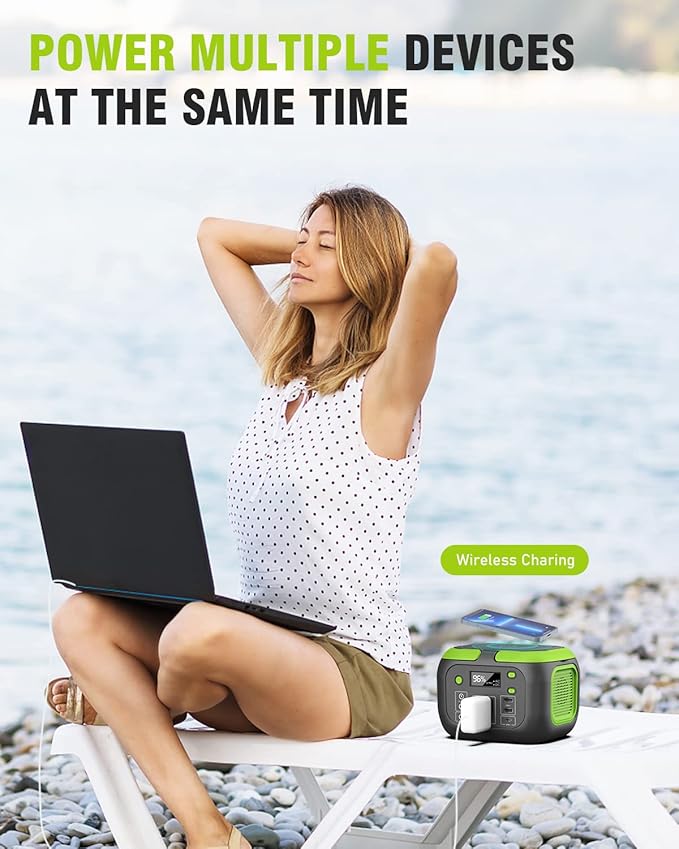 200W Portable Power Station, SinKeu 42000mAh Solar Generator With 110V AC Outlet, DC, USB C, USB