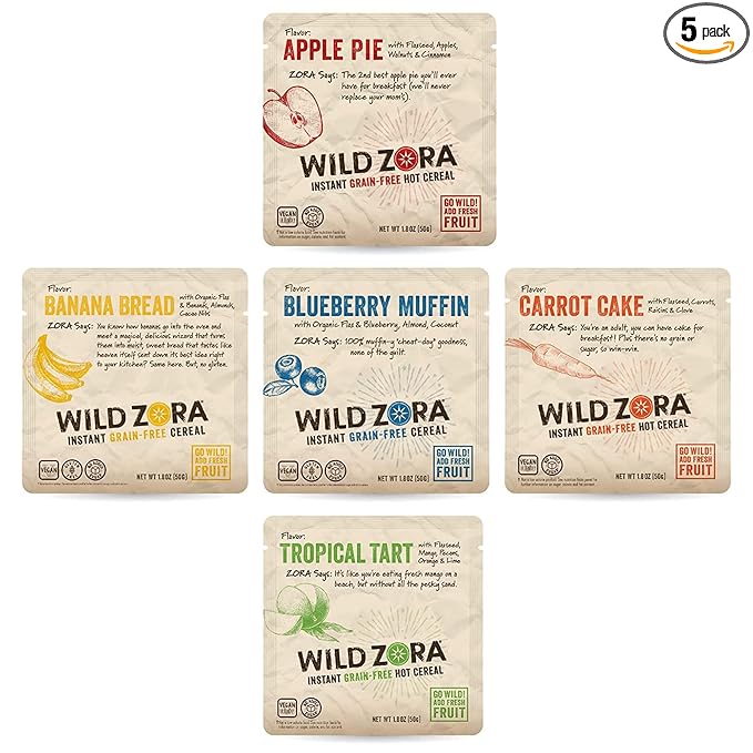 Wild Zora Instant Grain-Free Hot Cereal - Tasty Paleo Friendly Cereals, Instant Hot Meal, Breakfast