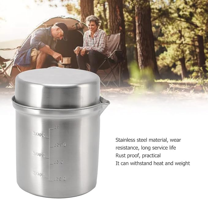 Camping Cookware Set, Stainless Steel Outdoor Wood Stove Cooking Pot Set for Outdoor Backpacking