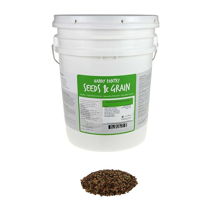 Handy Pantry Crunchy Lentil Fest Sprouting Seed Mix- 35 Lbs- Organic- Green, Red & French Lentils