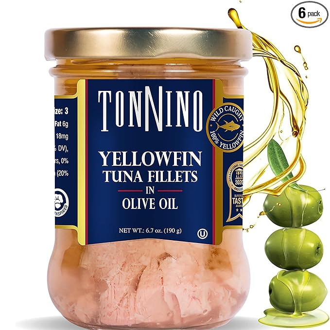 Tonnino Yellowfin Tuna Fish Premium - Olive Oil ??Pack of 6 ??Alternative to Salmon ??Protein