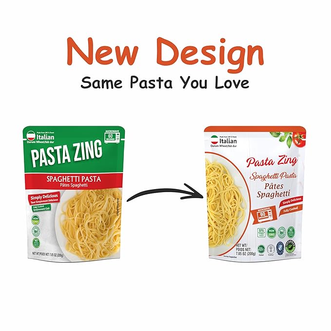 Pasta Zing Spaghetti Pasta Made with Italian Durum Wheat | Ready to Eat Meals in 60 seconds | Fully
