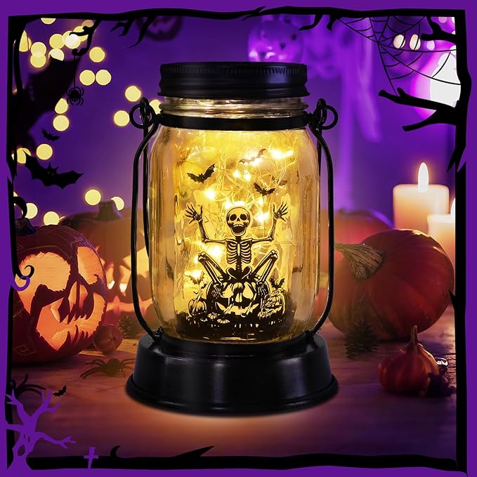 Halloween Decorations Gifts for Women/Men Halloween Skeletons Solar Lanterns Skeleton Decorations