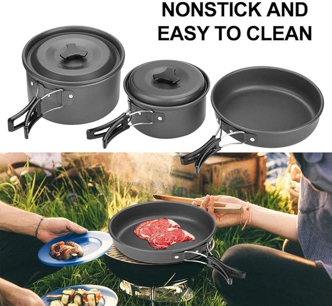 Aluminum Alloy Camping Cookware Set: Essential Mess Kit for Camping, Hiking & Outdoor Adventures