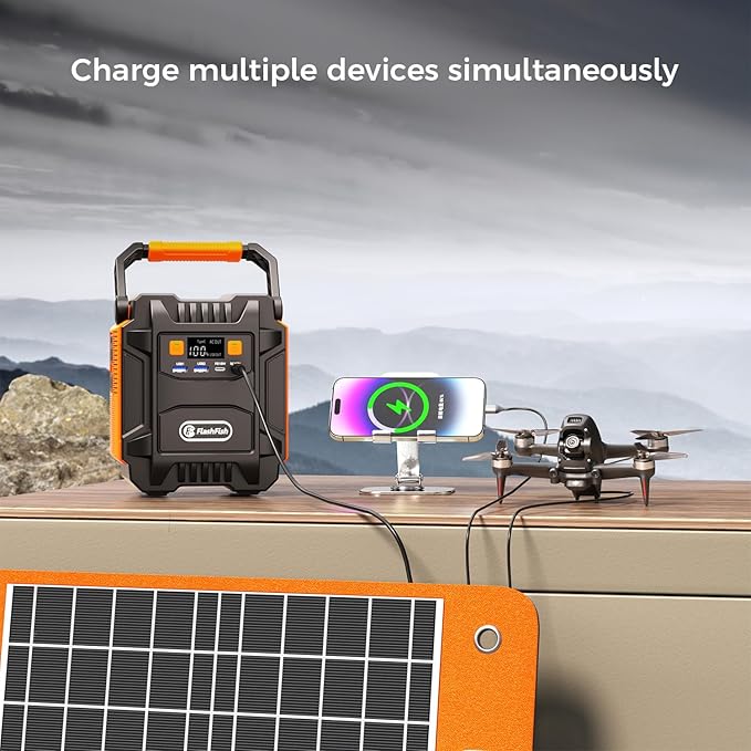 Flashfish 60w 18v Foldable Solar Panel, High-Efficiency Charger with DC Output & QC3.0 USB for