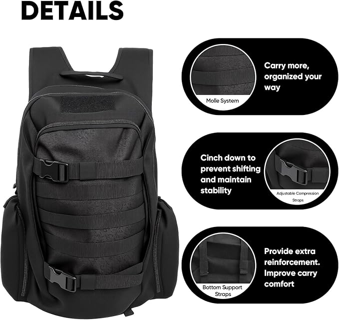 35L Tactical Backpack for Men, MOLLE Military Bug Out Bag, Waterproof Rucksack for Hiking with