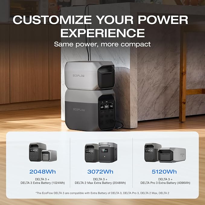 EF ECOFLOW Solar Generator Delta 3 with 160W Solar Panel, 1024Wh Portable Power Station, LFP