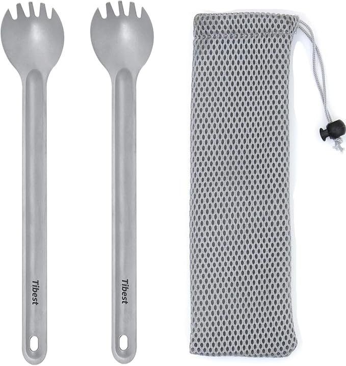 Titanium Spork, 8.7" Long Handle, Backpacking Spork and Spoon, Ultra Lightweight Camping Utensil