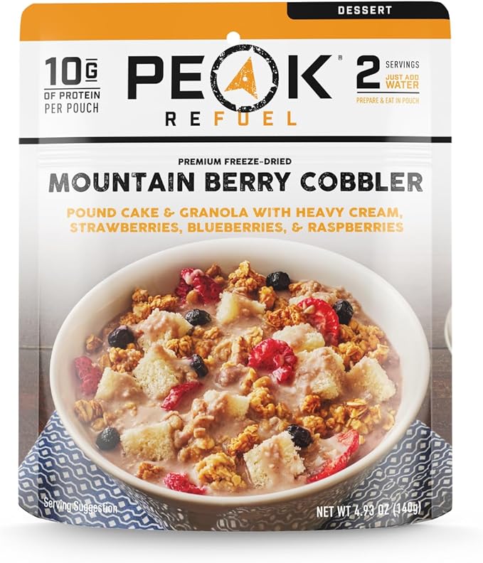 Peak Refuel Cobbler | Protein | Calories | 100% Real Ingredients | Premium Freeze Dried Backpacking