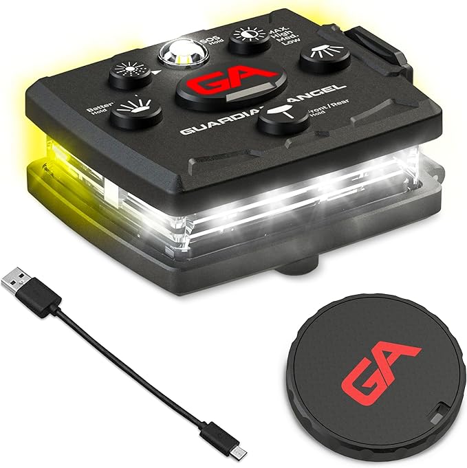 Guardian Angel Micro Series Safety Lights (All White Front & Yellow Rear) - Rechargeable, Magnetic