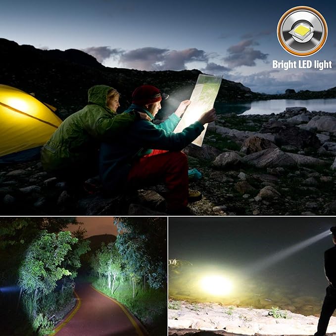 Rechargeable Headlamp, Super Bright LED Head Lamp Flashlight Waterproof Headlight with Built in