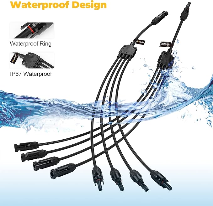 BougeRV Solar Y Branch Connectors Extra Long Solar Panel Parallel Connectors 1 to 4 Solar Cable