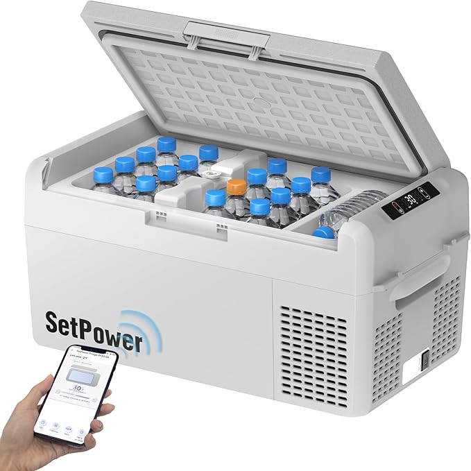 Setpower 12V Refrigerator 50 Hours Backup Cooling 21 Quart 12V Coolers for Vehicles Portable