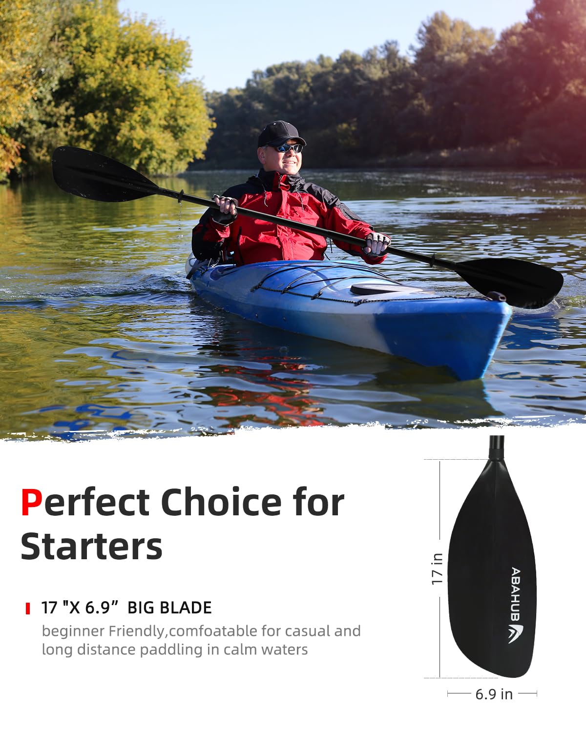 Abahub Kayak Paddle - 230cm, Adjustable, Black - product view 4