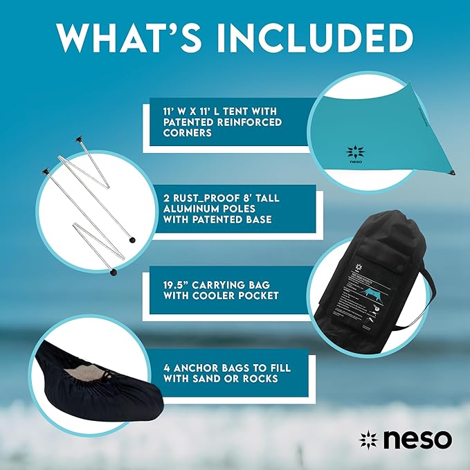 Neso Gigante - Portable Beach Tent - Ideal to Enjoy with Family and Friends - UPF 50+