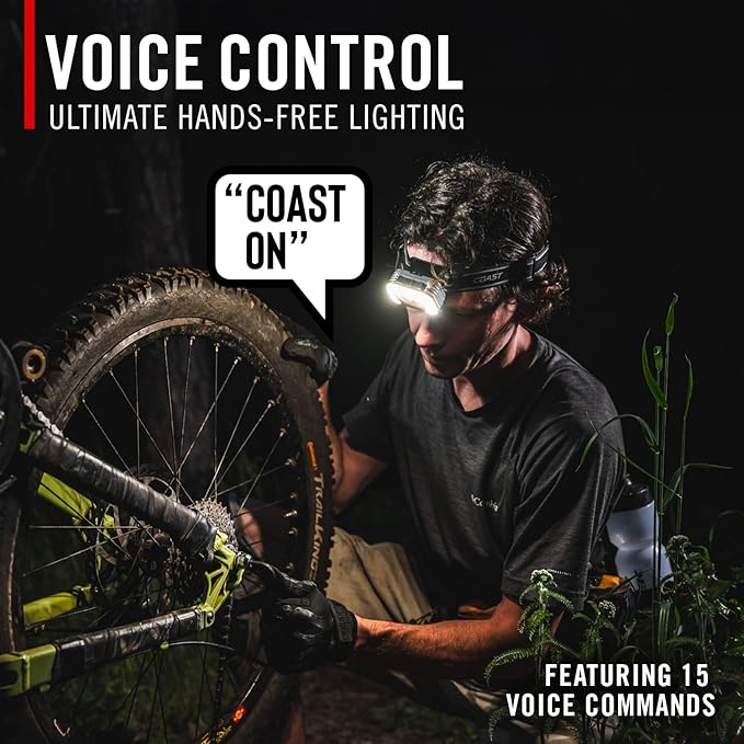 Coast RL35R Voice-Controlled 1100 Lumen Rechargeable LED Headlamp with ARC280??Lighting, 4 Color