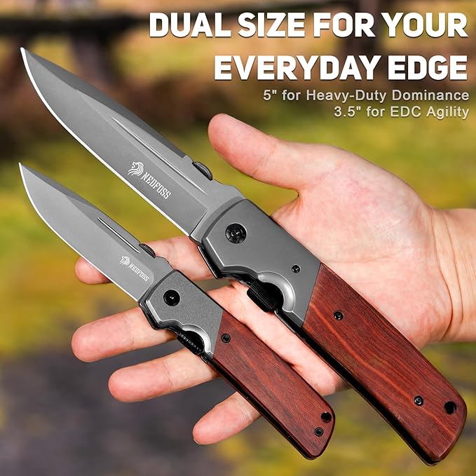NedFoss DA52 Pocket Knife for Men, 3.5" Compact EDC Knife, Lightweight Camping Folding Knife with