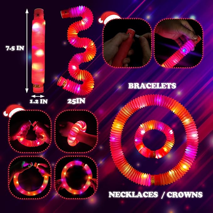 12 PCS Red Glow Sticks Party Favors for Kids, LED Light Up Necklaces Bracelets Accessories for