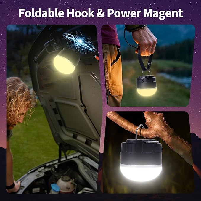 1000LM Rechargeable Camping Lantern, 110H Runtime Compact Portable Tent Light with 5 Brightness